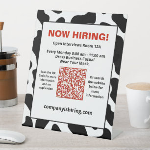 Business Now Hiring QR Code Personalise   Pedestal Sign