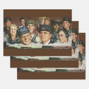 Business Occupations, Vintage Patriotic Patriotism Wrapping Paper Sheet