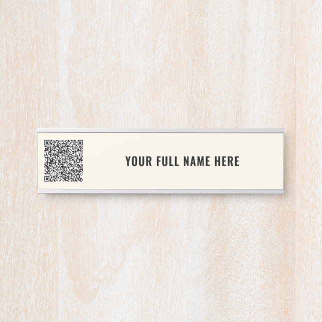 Business Office Door Sign with QR Code and Name (Front)