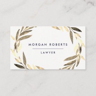 Business Olive Gold Leaf Wreath Professional Card
