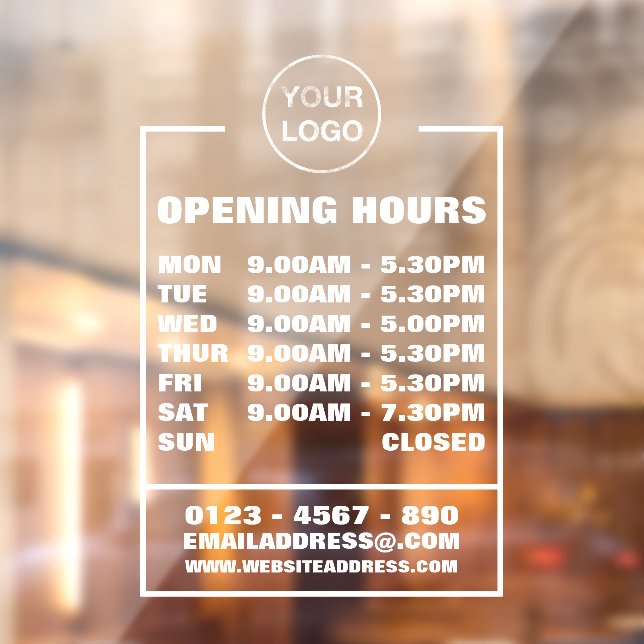 Business Opening Hours, Information and Logo (Sheet 2)