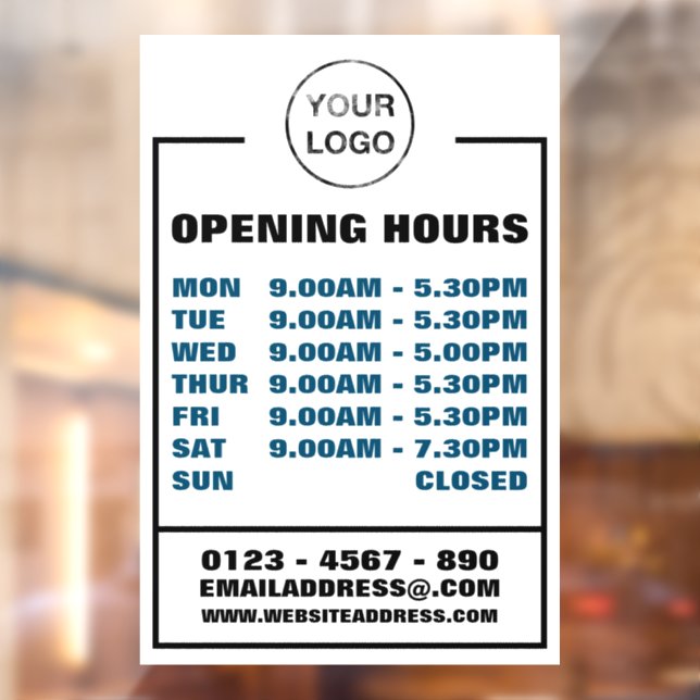 Business Opening Hours, Information and Logo (Sheet 2)