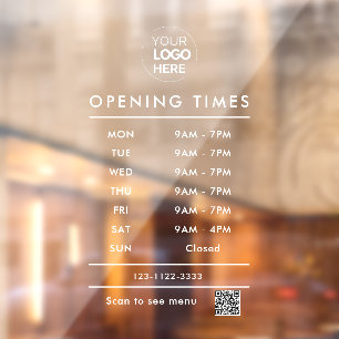 Business opening hours logo and qr code