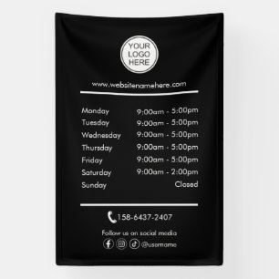 Business opening hours logo banner