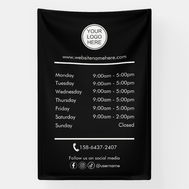 Business opening hours logo banner (Vertical)