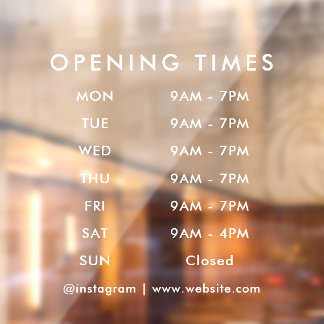 Business Opening Hours Modern Custom