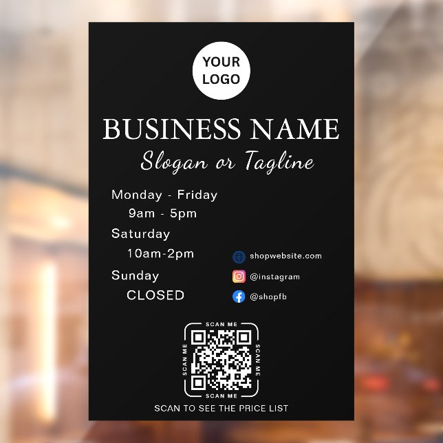 Business Opening Hours Modern Script & Qr, Social  (Sheet 2)