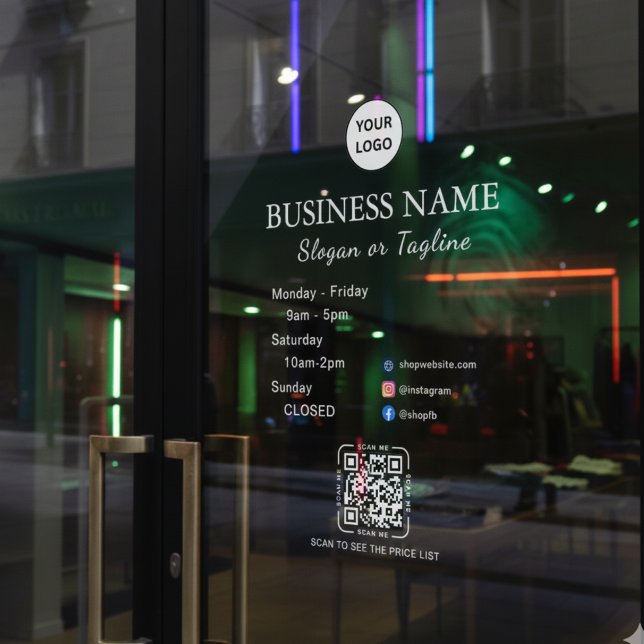 Business Opening Hours Modern Script & Qr, Social  (Creator Uploaded)