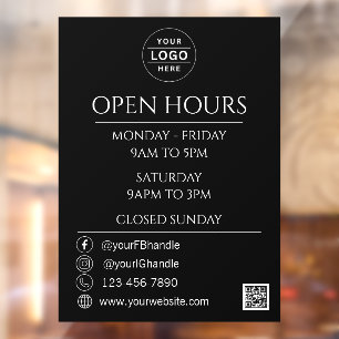 Business Opening Hours QR Code Black Logo