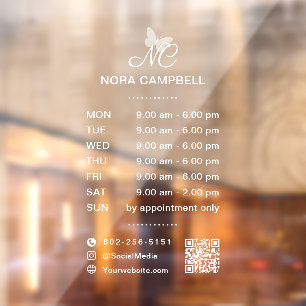 Business Opening Hours QR Code Social Media Icons