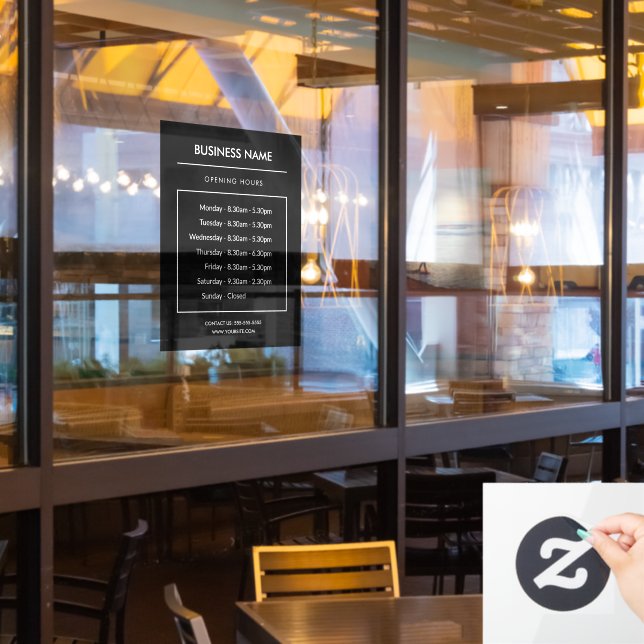 Business Opening Hours Signage Black Window Cling (Restaurant Window)