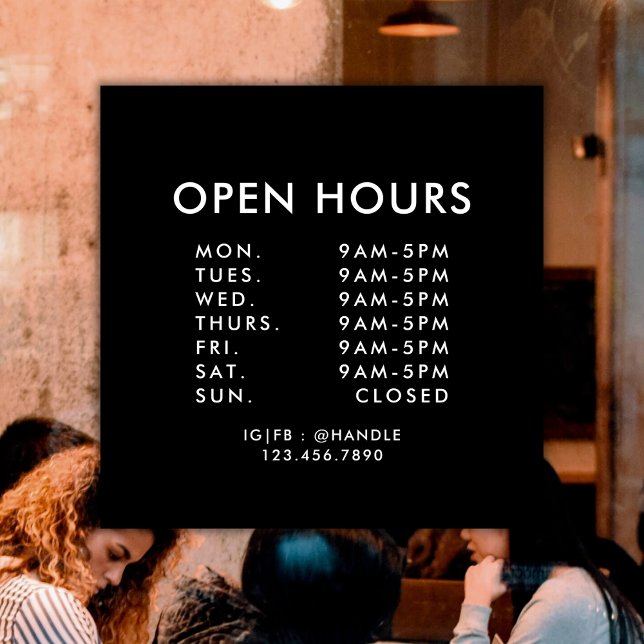Business Opening Hours Simple Professional Black (Creator Uploaded)