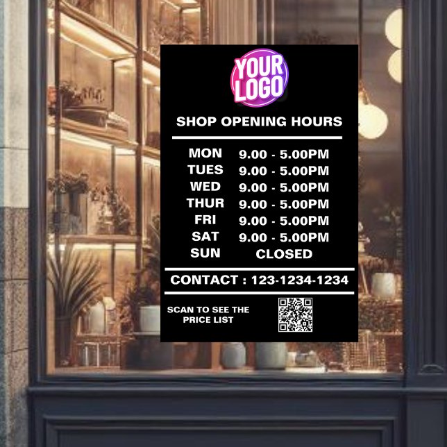 Business Opening Hours with Logo and QR Code (Creator Uploaded)