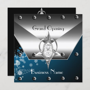 Business Opening Invitation Silver Diamonds