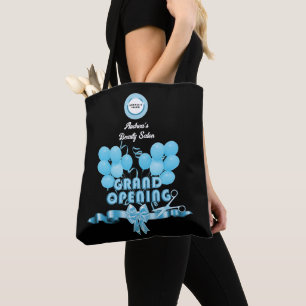 Business Opening Launch Party Blue Black Custom Tote Bag