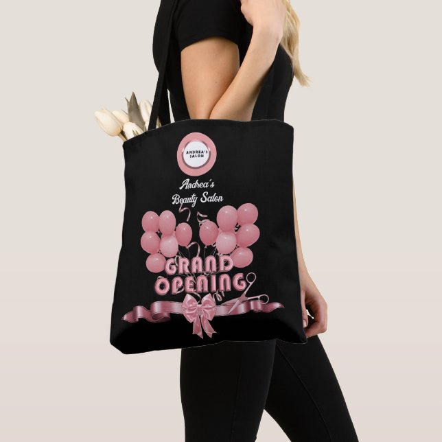 Business Opening Party Add Brand Logo Black Pink  Tote Bag (Close Up)