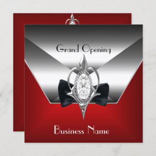 Business Opening red Silver Diamond Jewel Invitation