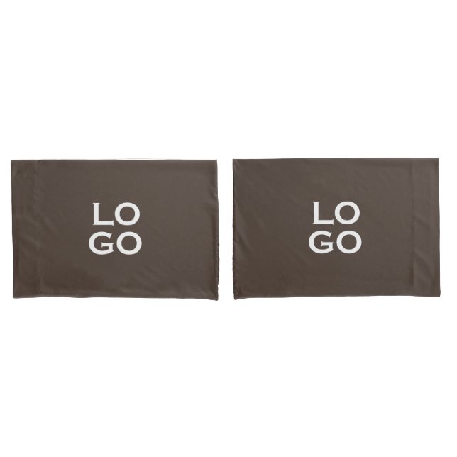 Business or Company Custom Logo on Chocolate Brown Pillowcase (Front-Set)