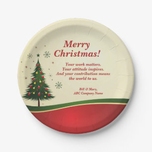 Business or Group Name Message Christmas Party 7" Paper Plate