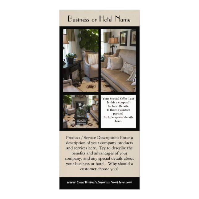 Business or Hotel Rack Cards (Front)