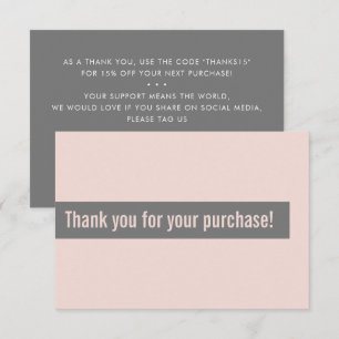 BUSINESS ORDER THANK YOU modern insert pink grey Card