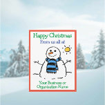 Business Organisation Snowman Company Christmas  Card<br><div class="desc">Company Christmas Card. Funny cartoon of a snowman in the winter sun. Add a message from the sender. Small sized card.</div>