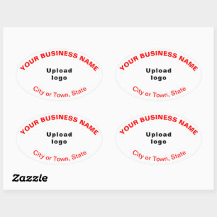 Business Oval Pattern Red Texts on White Sticker