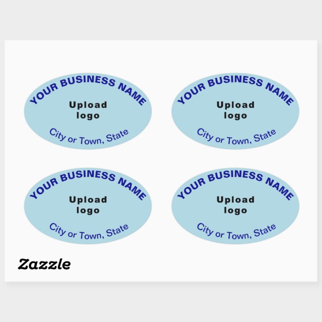 Business Oval Pattern Texts on Light Blue Sticker (Sheet)