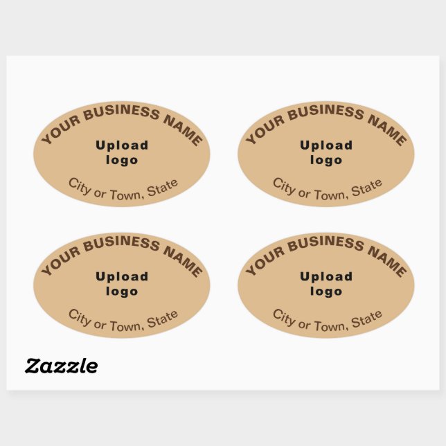 Business Oval Pattern Texts on Light Brown Sticker (Sheet)