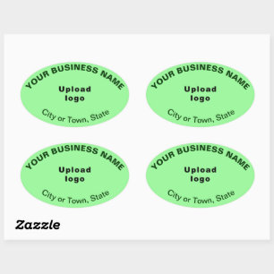Business Oval Pattern Texts on Light Green Sticker