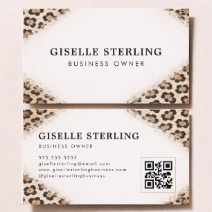 Business Owner Cheetah Leopard Print QR Code Card