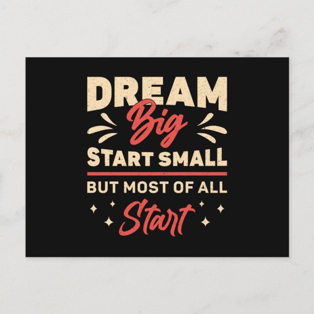 Business Owner Dream Big Start Small CEO Manager Postcard (Front)