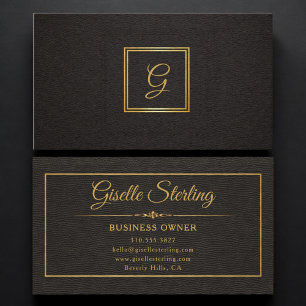 Business Owner Monogrammed Gold Black Professional Card
