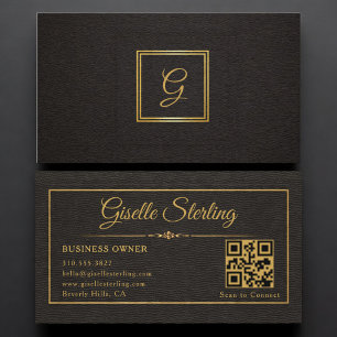 Business Owner Monogrammed QR Code Card