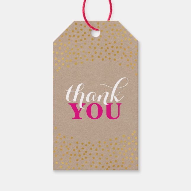 BUSINESS PACKAGING rustic gold confetti spot kraft Gift Tags (Front)