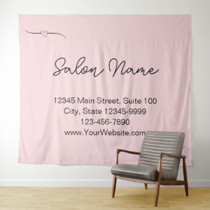 Business Pale Pink & Black Name Handwritten Script Tapestry