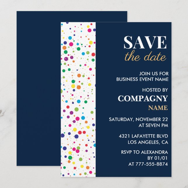 Business party invite Save the date Confetti (Front/Back)