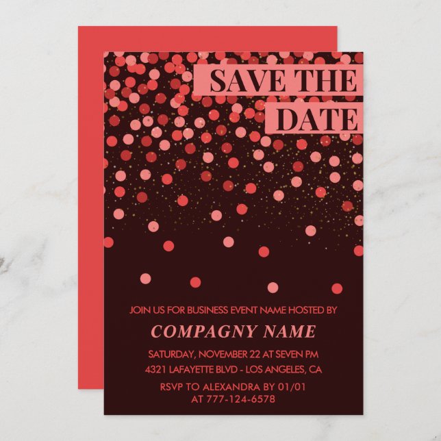 Business party invite Save the date Confetti  (Front/Back)