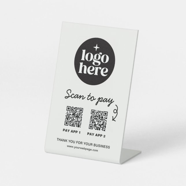 Business Payment Logo QR Code Scan To Pay Pedestal Sign (Front)