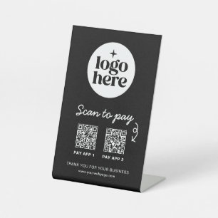 Business Payment Logo QR Code Scan To Pay Pedestal Sign
