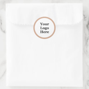 Business Peach and White Your Logo Here Template Classic Round Sticker