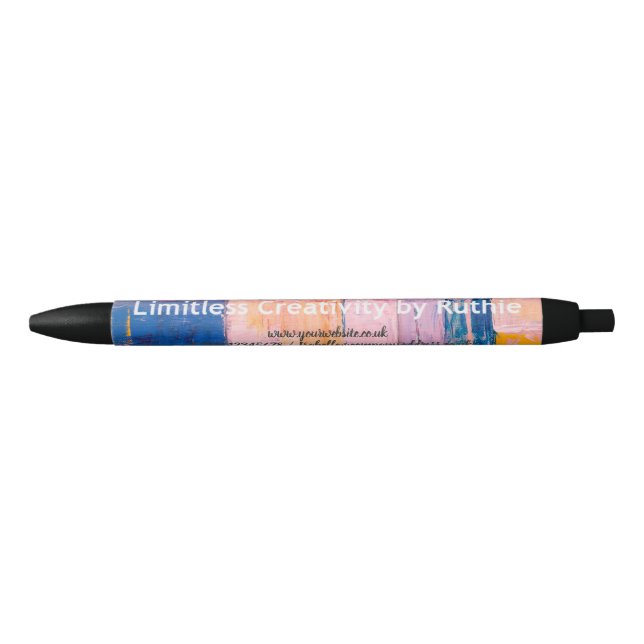 Business Personalized Logo abstract background Black Ink Pen (Front)