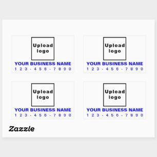 Business Phone Number Blue Texts on White Rectangular Sticker
