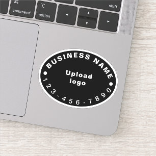Business Phone Number on Black Oval Shape Vinyl