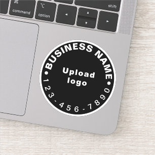 Business Phone Number on Black Round Vinyl Sticker