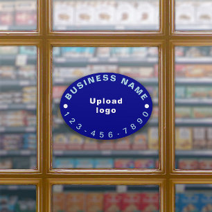 Business Phone Number on Blue Large Oval Vinyl