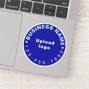 Business Phone Number on Blue Round Vinyl Sticker