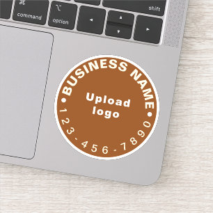 Business Phone Number on Brown Round Vinyl Sticker