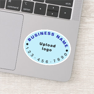 Business Phone Number on Light Blue Oval Vinyl