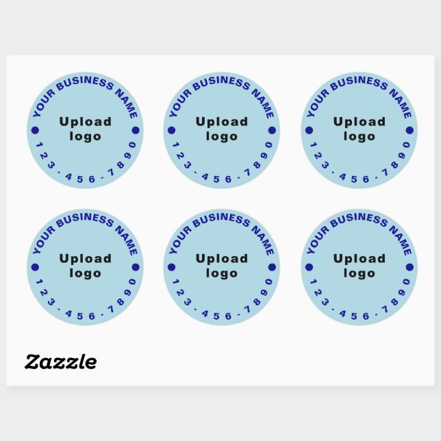 Business Phone Number on Light Blue Round Sticker (Sheet)